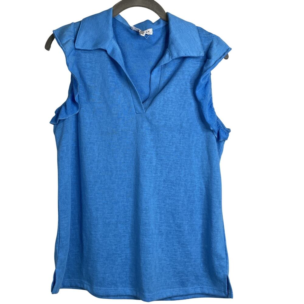 Rio & Rian Women’s Summer Shirt - Size Small - Blue - V Neck, Tennis core